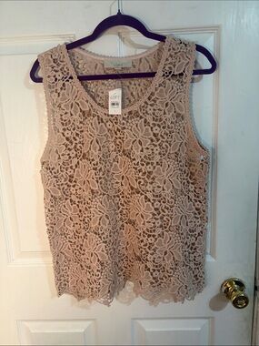 LOFT Beige Crochet Lace Camisole Tank